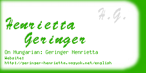 henrietta geringer business card